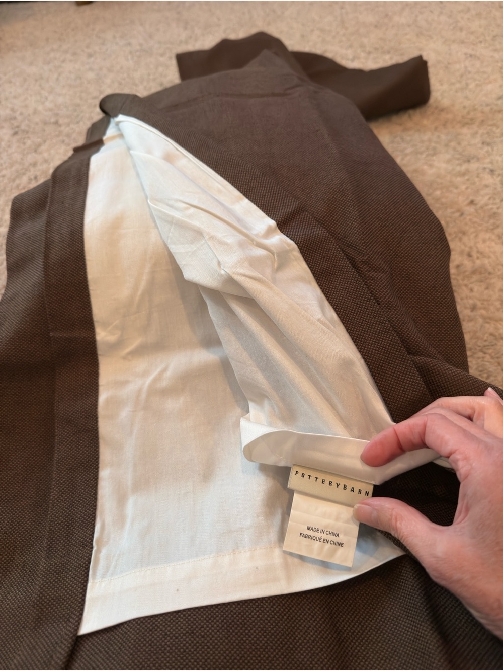 Pottery Barn Brown and White Drapery Panel